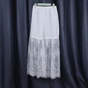 旗袍打底裤 花边女裤 棉绸舒适蕾丝飘逸长裤 百搭修身 内搭衬裤 秋冬季