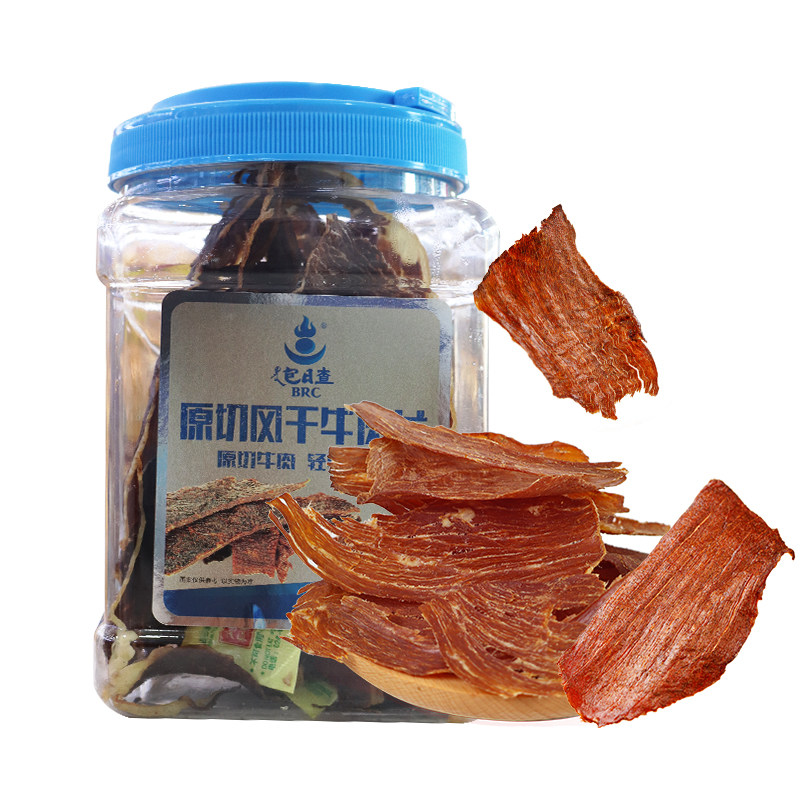 包日查牛肉干原切牛肉片薄脆牛肉干100g桶装原味