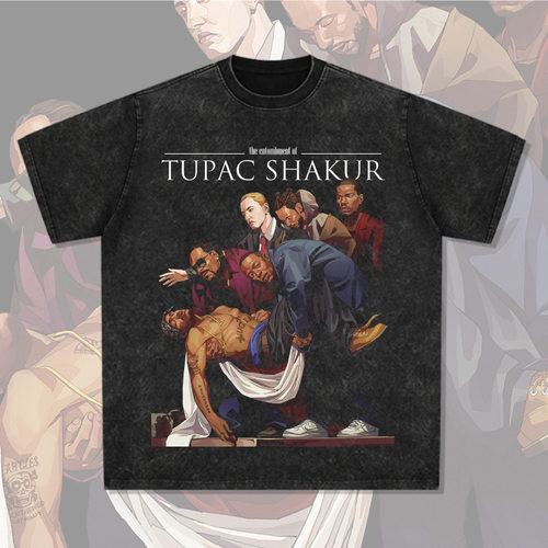 Homage TUPAC SHAKER 2PAC图派克做旧印花短袖t恤宽松欧美高街TEE