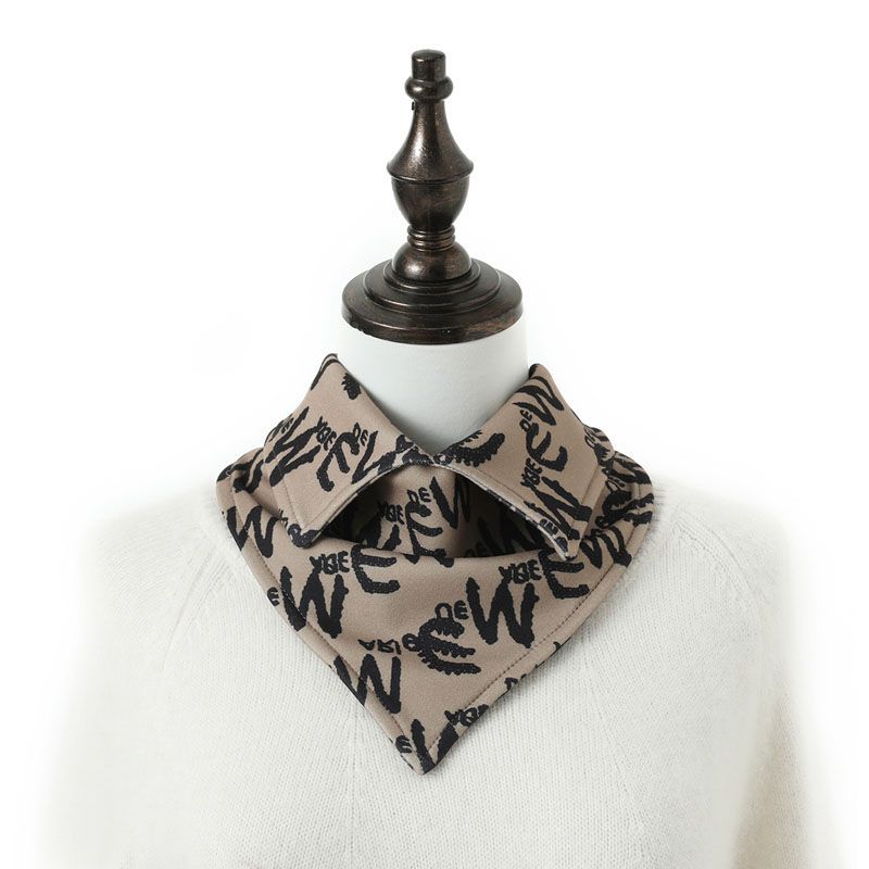 秋冬德绒印花假领子女假衬衣领卫衣假衣领保暖三角巾脖套围巾围脖