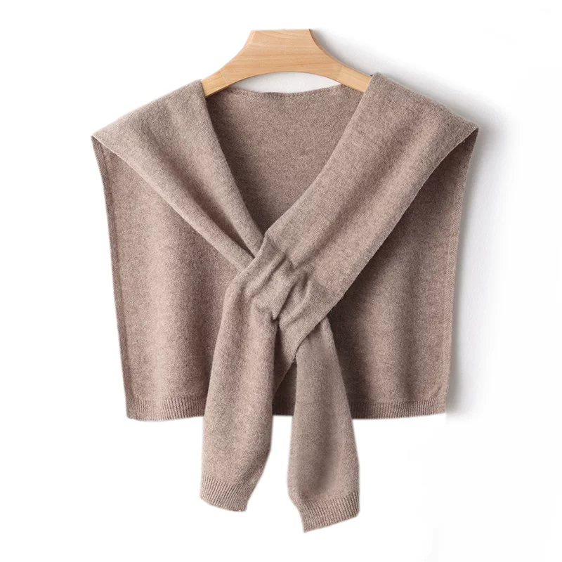 春秋季羊毛针织披肩女外搭打结护颈椎搭肩斗篷保暖假领子围巾围脖