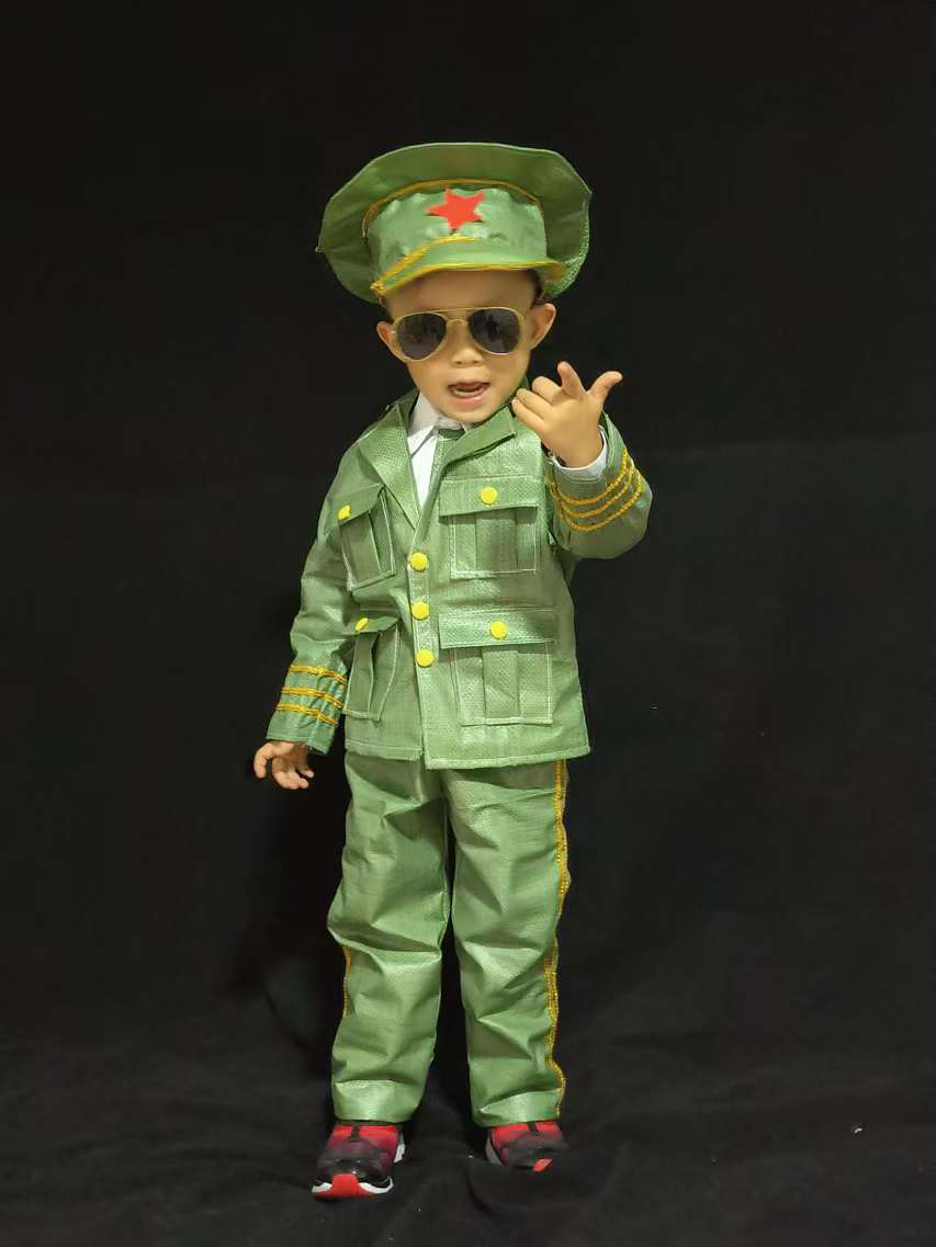 小学生亲子环保编织袋礼服国旗班礼服军管乐队演出服装护旗手军服