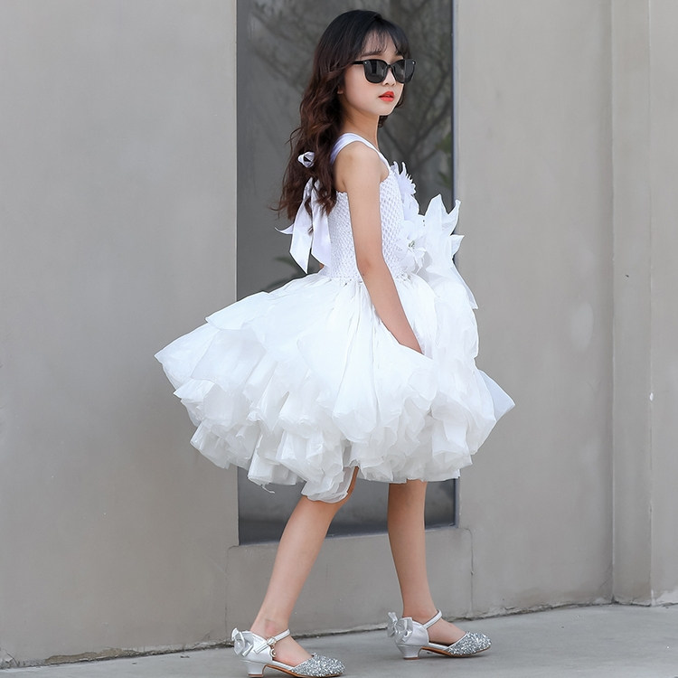 儿童环保表演服白色亲子舞台走秀保材料包女时装秀服装半成演出服
