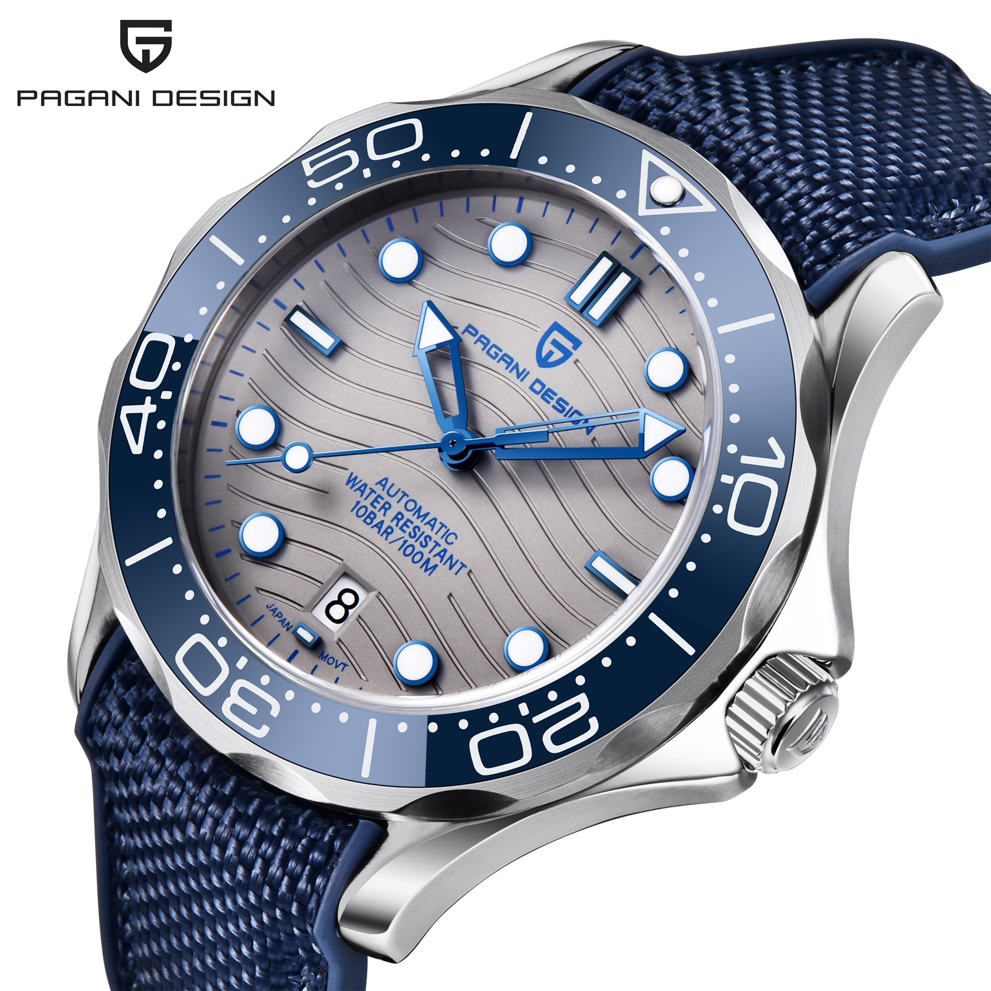 伯佳尼1685新款时尚自动机械表夜光防水蓝宝石不锈钢男士运动手表