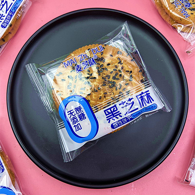 麦芝队黑芝麻无蔗糖酥性饼干零食