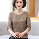 50岁妈妈装 2025新款 针织T恤衫 长袖 洋气圆领毛衣打底 中老年女秋装