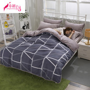 Coral quilt cover one-piece set ab face winter warm plus velvet single double bed plush flannel single-sided quilt cover
