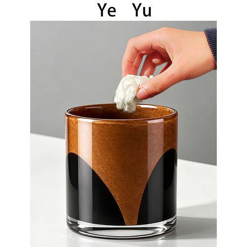 玻璃桌面垃圾桶创意收纳摆件