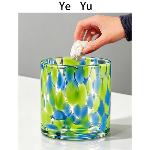 玻璃桌面垃圾桶创意收纳摆件