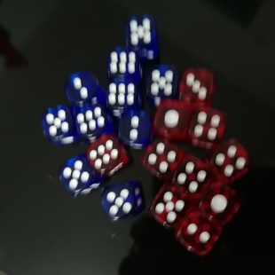 13号透明红深蓝骰子圆角筛子二正杠一印大点数色子摇盅喝酒麻将机