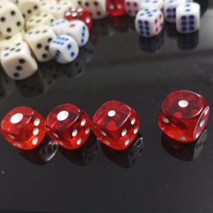 14号透明红圆角骰子筛子色粒大小眼二正斜杠酒吧排挡色子喝酒摇色