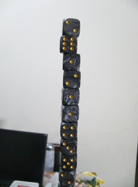 18号圆角黑色骰子18mm大理石珠纹金字色子快手花式推荐新品新款