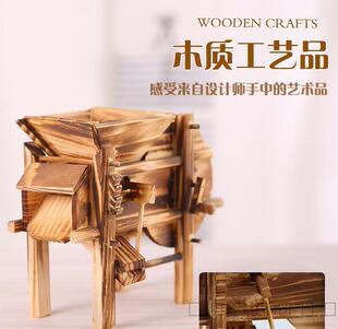 木制农具模型打谷机仿古谷风车摇谷扇扇谷机木质工艺品摆件