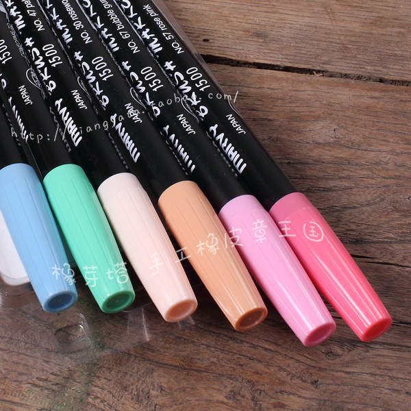 marvy单头印章上色笔6色套装美国墨水性渐变印泥染贺卡片日记纸艺