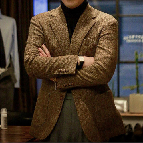 复古毛呢飞鸾鸟西服外套