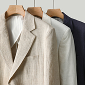 日系复古休闲西装 韩版 两件套胖子潮外套 亚麻西装 外套大码 夏季 薄款