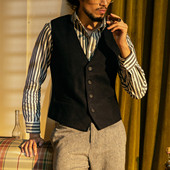 西装 秋冬款 羊毛呢马甲英伦复古咔叽马甲加厚男士 马甲坎肩外套保暖