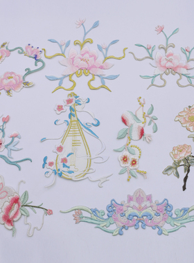 新款 刺绣布贴补丁贴演出服装饰古装民族祥云贴琵琶花 F3054#烫花