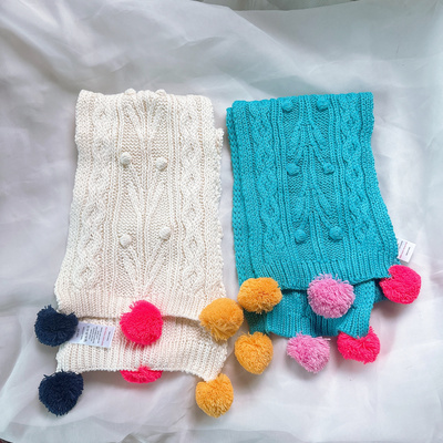 柔软不扎小孩毛球围巾韩国儿童围巾男童女童新年围脖围巾