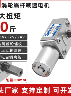 JGY370微型直流涡轮蜗杆减速电机D8-18mm长轴调速自锁6v12v24v