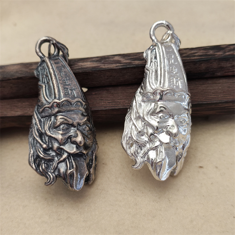 s925银熊牙套镶嵌大号熊虎牙套托个性男士防裂银饰小动物银饰