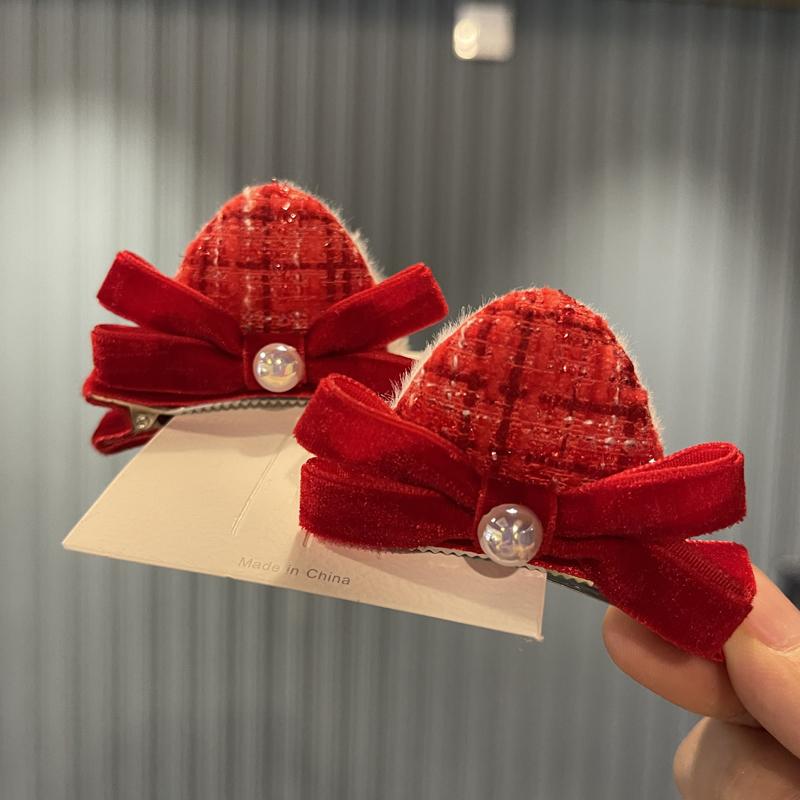 新年女童小香风蝴蝶结流苏发夹