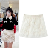 新款 baby同款 2025冬季 甜美立体蝴蝶结层叠欧根纱洛可可网纱半裙女