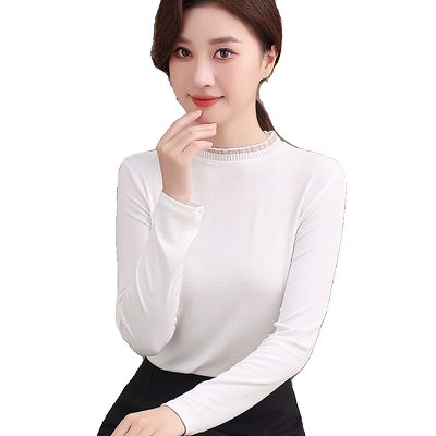 打底衫女2025新款春秋冬内搭洋气半高领针织白色修身长袖上衣加绒