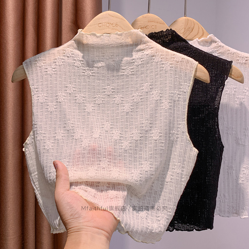蕾丝假领子无袖短款背心女春秋半高领网纱打底衫毛衣内搭叠穿上衣,服饰配件/皮带/帽子/围巾,假领,淘宝优惠券,粉丝福利购,淘宝优惠卷