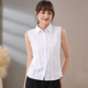 女士纯棉无袖 衬衫 新款 假领子衬衫 修身 百搭OL职业衬衣内搭打底背心