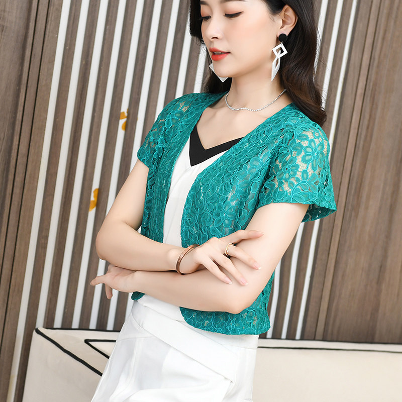 镂空蕾丝短袖小披肩搭配旗袍夏百搭短款薄款裙子小外套开衫外披女