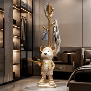 暴力熊衣帽架客厅摆件大型落地样板房衣帽间装 饰品房间卧室挂衣架