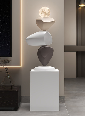 时来运转石头摆件客厅电视柜大型落地装饰品艺术入户高级感寓意好