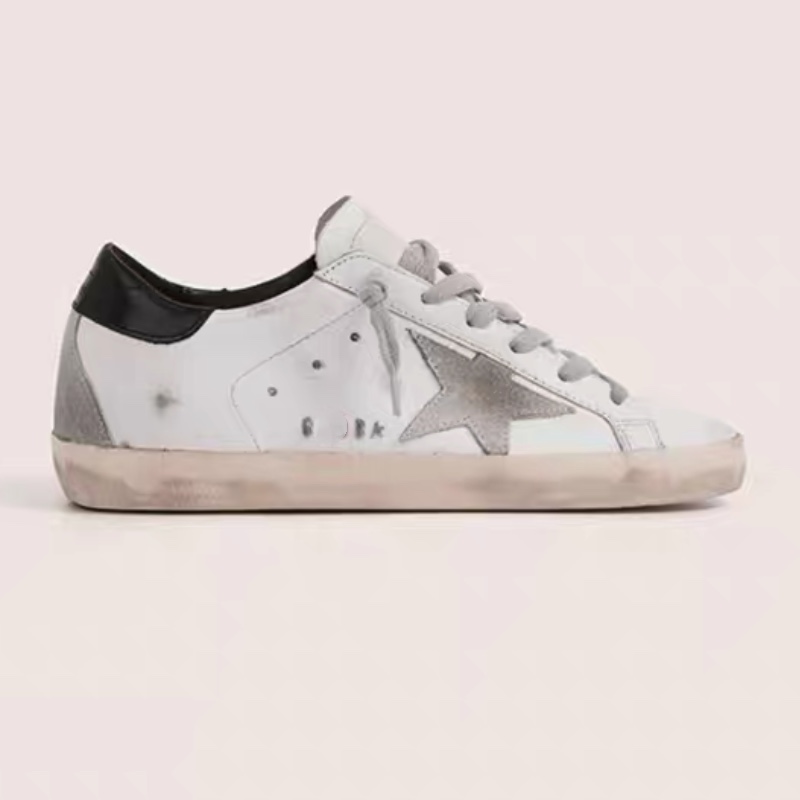 thumbnail for Korean Gg Distressed Star Sneakers for Women 2024 Classic Versatile Men&#039s Sneakers with Hidden Height Increase Dirty Leather White Shoes