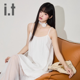 温柔甜美吊带裙子 CHOCOOLATE 白色立体花连衣裙女2025夏季 新款