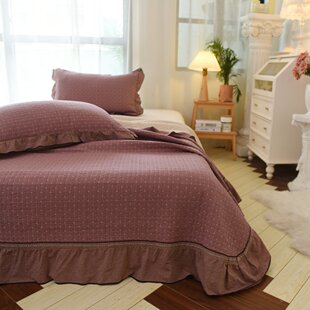 复古风全棉色织床盖三件套法式花边款纯棉加厚防滑床单床罩四季