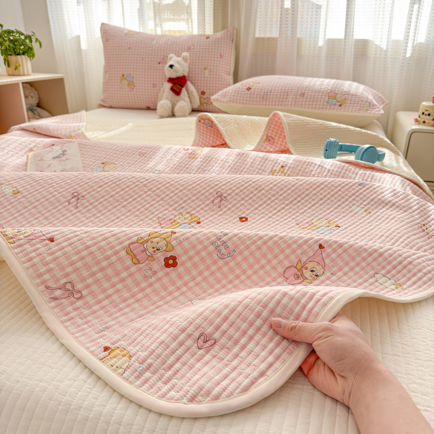 韩式小清新全棉床盖四季卡通可爱加厚防滑纯棉床单床罩榻榻米被单