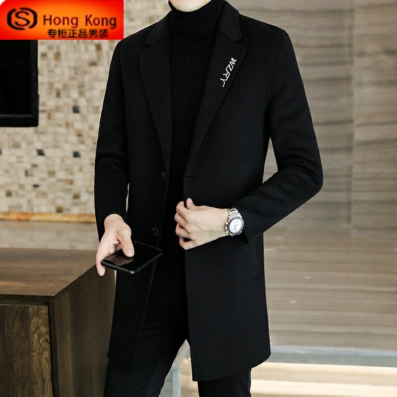 双面羊绒大衣男中长款秋冬季韩版修身风衣休闲潮流毛呢子男士外套