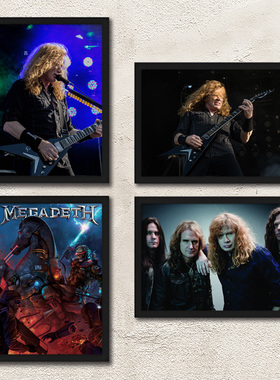 Megadeth乐队海报 麦格戴斯有框装饰画 Dave Mustaine 马大卫挂画