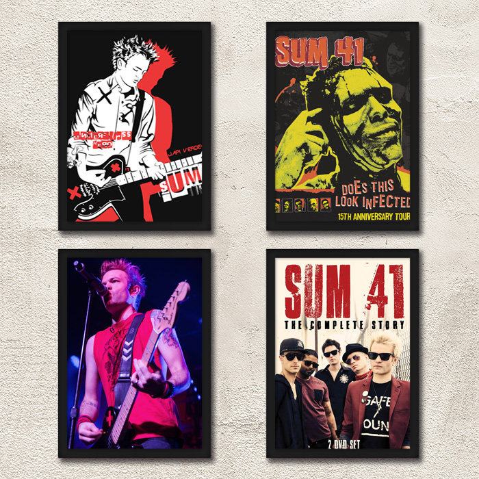 sum41带相框装饰画摇滚乐队海报 酒吧家居音乐琴行艺术照片墙挂画