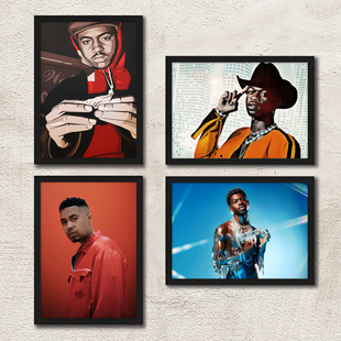 说唱歌手Nas海报装饰画 欧美嘻哈rap Nasir Jones酒吧餐厅挂画