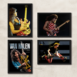 酒吧琴行吉他教室壁画 Van 饰画 范海伦乐队海报装 摇滚挂画 Halen