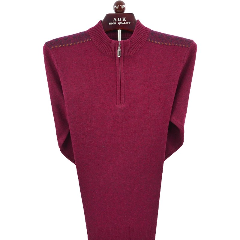 金兔半拉链套头纯羊毛衫爸爸保暖中年大码针织衫提花纯色休闲毛衣