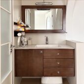 小红书浴室柜中古风橡木烤漆陶瓷一体盆典雅温润浴室柜组合洗漱台