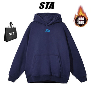 STA旗舰店正品连帽男女美式休闲加绒加厚上衣情侣重磅纯棉外套潮