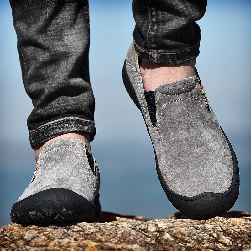 懒人真皮脚蹬特大码户外休闲鞋