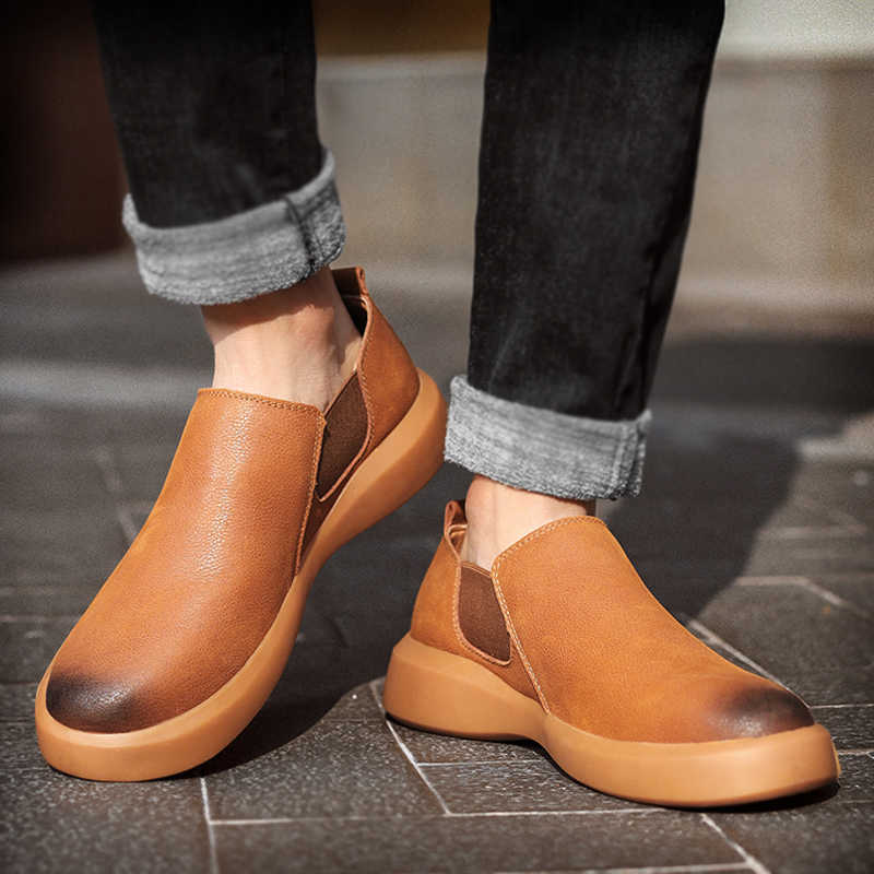 套脚切尔西圆头休闲潮流大码靴