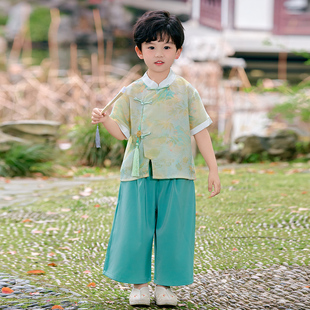 081儿童汉服日常唐风轻薄夏装男童帅古风服国学女童新中式兄妹装