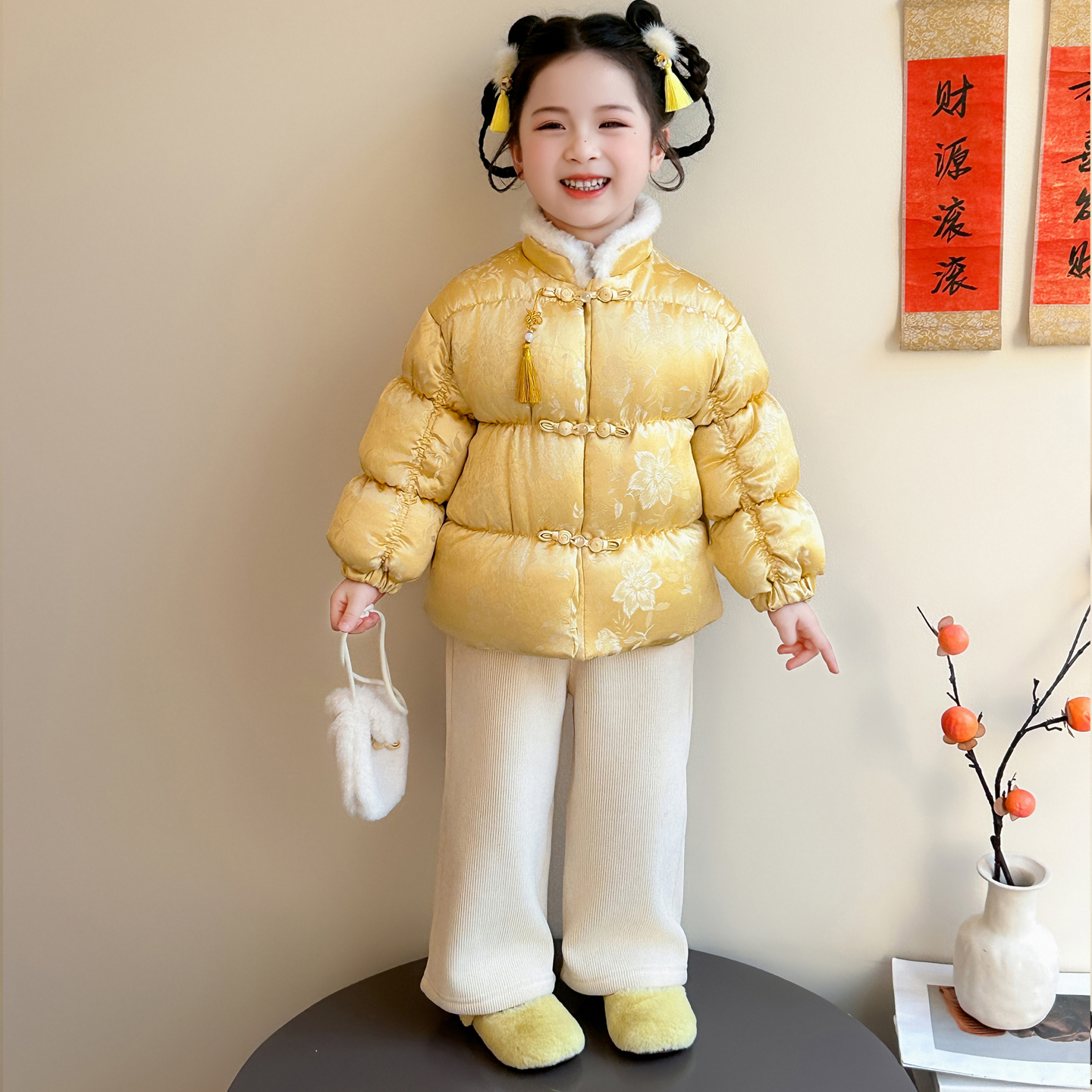 女童2026新年装冬加棉加厚中式国风棉服上衣中小童女孩唐装服