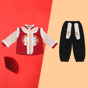 男宝夹棉加厚日常演出套装 274清仓 少爷冬装 唐装 两件套 微瑕疵